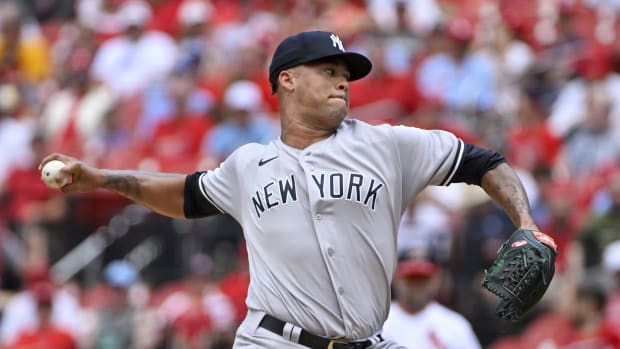 New York Yankees SP Frankie Montas throws pitch